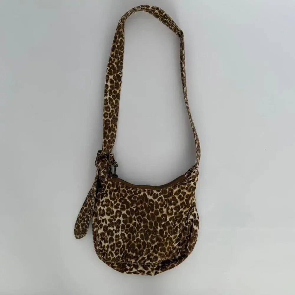 Brown leopard print shoulder bag